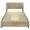 Coaster Fine Furniture 316010Q Wheatland - 4-Drawer Upholstered Queen Storage Bed - Light Brown