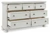 Ashley Furniture B742/31/36/46/58/76/99/92(2) Ashley Furniture B742/31/36/46/58/76/99/92(2) Robbinsdale - 6 Pc. - Dresser, Mirror, Chest, King Panel Storage Bed, 2 Nightstands - Antique White