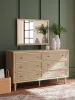 Ashley Furniture B1199/231/36/345/81/91(2) Ashley Furniture B1199/231/36/345/81/91(2) Cielden - 6 Pc. - Dresser, Mirror, Chest, Queen Upholstered Bed With Roll Slats, 2 Nightstands - Soft Gray / Beige