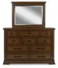 Ashley Furniture B849B1 Taffenbrook - Dresser And Mirror - Medium Brown