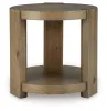 Ashley Furniture T553-6 Flangren - Round End Table - Light Brown
