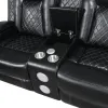 New Classic U1769V-25-BLK Orion II - Console Loveseat With Dual Recliners - Black