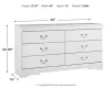 Ashley Furniture B129-31 Anarasia - Six Drawer Dresser - White