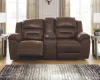 Ashley Furniture 3990496 Ashley Furniture 3990496 Stoneland - DBL REC PWR Loveseat w/Console - Chocolate