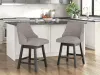 Ashley Furniture D618-224 Neymorton - Upholstered Swivel Barstool (Set of 2) - Dark Grayish Brown