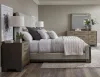 Pulaski Furniture P402-BR-K1-KIT10 Pulaski Furniture P402-BR-K1-KIT10 Anderson Park - Queen Upholstered Panel Bed, 2 Open Nightstands, Drawer Dresser With Mirror And Drawer Chest - Moose Trail / Frontier Brown