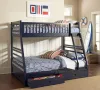 CoasterEssence 460181 Ashton - 2-Drawer Wood Twin Over Full Bunk Bed - Navy Blue