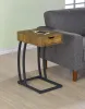 CoasterEssence 900577 Troy - 1-Drawer C-Shaped Side Table Power Outlet - Rustic Nutmeg