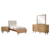 Coaster Fine Furniture 225091T-S4 Robyn - 4 Piece Twin Bedroom Set - Light Ash