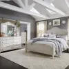 Liberty Furniture 652-BR-KPSDMC Farmhouse Reimagined - 4 Piece Bedroom Set (King Poster Bed, Dresser & Mirror, Chest) - Antique White / Chestnut Tops
