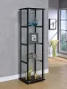 CoasterEveryday 950171 Cyclamen - 4-Shelf Clear Glass Curio Display Cabinet - Black