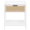 Coaster Fine Furniture 930236 Amherst - 1-Drawer Radio Weave Rattan Metal Side Table - White