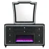 Coaster Fine Furniture 223163FBM Lorient - 8-Drawer LED Flame Box Dresser And Mirror - Black