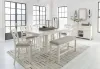 Ashley Furniture D642/32/124(3)/09/60 Ashley Furniture D642/32/124(3)/09/60 Robbinsdale - 9 Pc. - Rectangular Counter Height Dining Extension Table, 6 Barstools, Bench, Server - Antique White