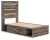 Ashley Furniture PCB2405B19 Graystorm - Twin Panel Bed With Storage - Brown Gray