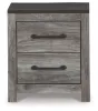 Ashley Furniture B1290-92 Bronyan - Two Drawer Night Stand - Dark Gray