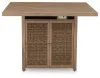 Ashley Furniture P749-665 Walton Bridge - Square Bar Table W/Fire Pit - Driftwood