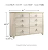 Ashley Furniture B267/31/36/58/56/99 Ashley Furniture B267/31/36/58/56/99 Willowton - 5 Pc. - Dresser, Mirror, King Panel Bed - Whitewash