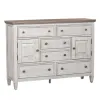 Liberty Furniture 824-BR32 Heartland - 2 Door 6 Drawer Chesser - Antique White / Tobacco Tops