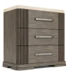 Riverside Furniture 87168 Sariel - Stone Top 3 Drawer Nightstand - Dark Brown
