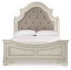 Ashley Furniture B743B2 Realyn - Queen Upholstered Panel Bed - Chipped White