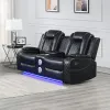 New Classic U1769V-25-BLK Orion II - Console Loveseat With Dual Recliners - Black