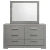 Coaster Fine Furniture 224973M Ives - 6-Drawer Dresser And Mirror - Gray High Gloss