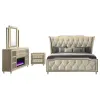 Coaster Fine Furniture 222661Q-S4B Lorient - 4 Piece Queen Bedroom Set With LED Flame Box Dresser - Ivory And Camel