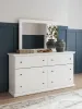 Ashley Furniture B139/31/35/71/196/91(2) Ashley Furniture B139/31/35/71/196/91(2) Bostwick Shoals - 6 Pc. - Dresser, Mirror, Queen Panel Bed With Framed Footboard, 2 Nightstands - White
