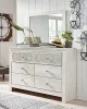 Ashley Furniture B181B8 Paxberry - Dresser, Mirror - Medallion Drawer Pulls - Whitewash