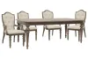 Pulaski Furniture P412240-KIT7 Pulaski Furniture P412240-KIT7 Saddle Creek - Extendable Leg Dining Table With 4 Upholstered Arm Chairs - Timber Brown