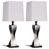 CoasterEveryday 1497 Keene - Tapered Shade Table Lamp Silver (Set of 2) - Distressed Silver