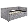 CoasterEssence 302161 Mockern - Upholstered Twin Daybed With Trundle - Gray