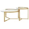 CoasterEssence 930251 Delia - 2 Piece Round Glass Top Nesting Coffee Table - Gold