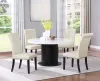 CoasterEssence 115490-S5 Sherry - 5 Piece Round Marble Top Dining Table Set - Beige