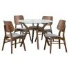 New Classic 40-D1651-DG4GC New Classic 40-D1651-DG4GC Oscar - Round Glass Dining Table With 4 Cushion Chairs - Gray