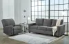 Ashley Furniture 53602/39/25 Ashley Furniture 53602/39/25 Rannis - 2 Pc. - Queen Sofa Sleeper, Rocker Recliner - Pewter