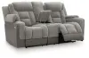 Ashley Furniture PC8350518 Mixed Motion - Power Reclining Loveseat With Console / Adjustable Headrest - Shadow
