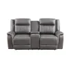 New Classic U2506-25-GRY Enzo - Console Loveseat With Dual Recliners - Gray