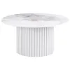Coaster Fine Furniture 708338 Rowena - Round Sintered Stone Coffee Table - White Faux Marble