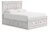 Ashley Furniture PCB1171B10 Ashley Furniture PCB1171B10 Makidern - Queen Panel Storage Bed With 2 Under Bed Storage Units And Storage Footboard - Whitewash