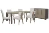 Pulaski Furniture P402240-KIT70 Pulaski Furniture P402240-KIT70 Anderson Park - Leg Dining Table With 4 Klismos Dining Chairs, 2 Upholstered Side Chairs And Sideboard - Moose Trail / Frontier Brown