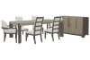 Pulaski Furniture P402240-KIT98 Pulaski Furniture P402240-KIT98 Anderson Park - Leg Dining Table With 4 Upholstered Side Chairs, 2 Host Chairs And Sideboard - Moose Trail / Frontier Brown
