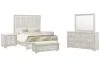 Pulaski Furniture P269-BR-K1-KIT14 Pulaski Furniture P269-BR-K1-KIT14 Camila - Queen Upholstered Bed, 2 Nightstands, Drawer Dresser With Mirror And Bench - Creamy White