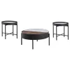 Coaster Fine Furniture 707898-S3 Ozella - 3 Piece Round Coffee And End Table Set - Sandy Black