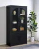 Coaster Fine Furniture 950432 Riva - 4-Door Tall Accent Display Cabinet LED Lighting - Black