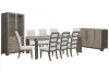 Pulaski Furniture P402240-KIT40 Pulaski Furniture P402240-KIT40 Anderson Park - Leg Dining Table With 8 Upholstered Side Chairs, Sideboard And China Cabinet - Moose Trail / Frontier Brown