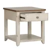 Liberty Furniture 652-OT1020 Farmhouse Reimagined - End Table With Basket - Antique White / Chestnut Tops