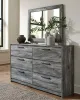Ashley Furniture B221/31/35/58/56S/95/B100-14/91(2) Ashley Furniture B221/31/35/58/56S/95/B100-14/91(2) Baystorm - 8 Pc. - Dresser, Mirror, King Panel Bed with 2 Storage Drawers, 2 Nightstands - Gray