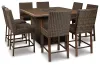 Ashley Furniture P750-665 Paradise Trail - Square Bar Table w/Fire Pit - Medium Brown